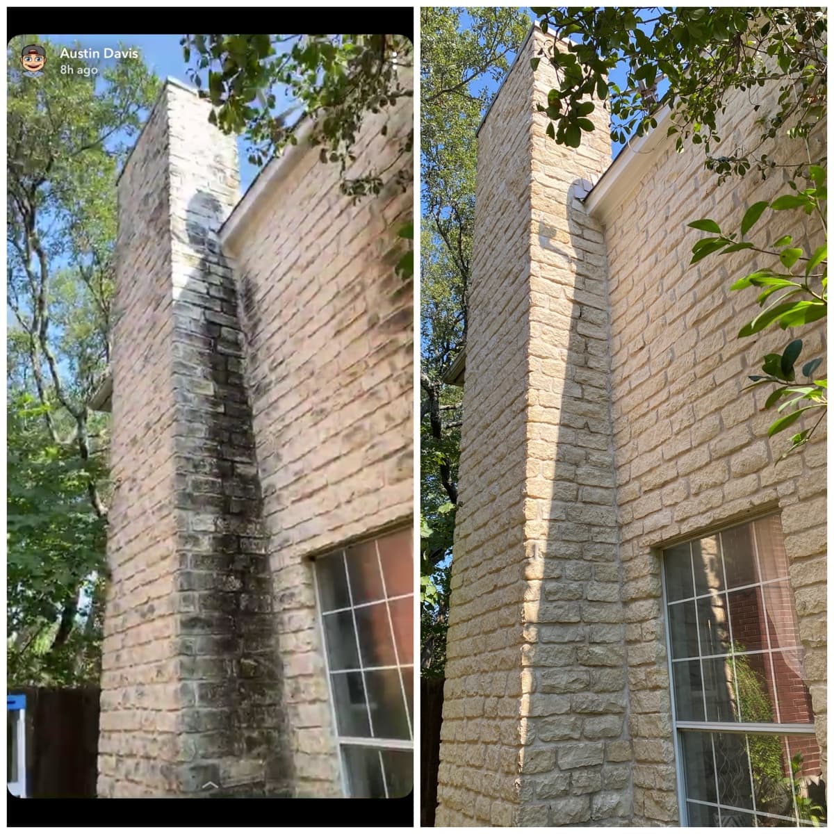 Exterior surface detail — before and after