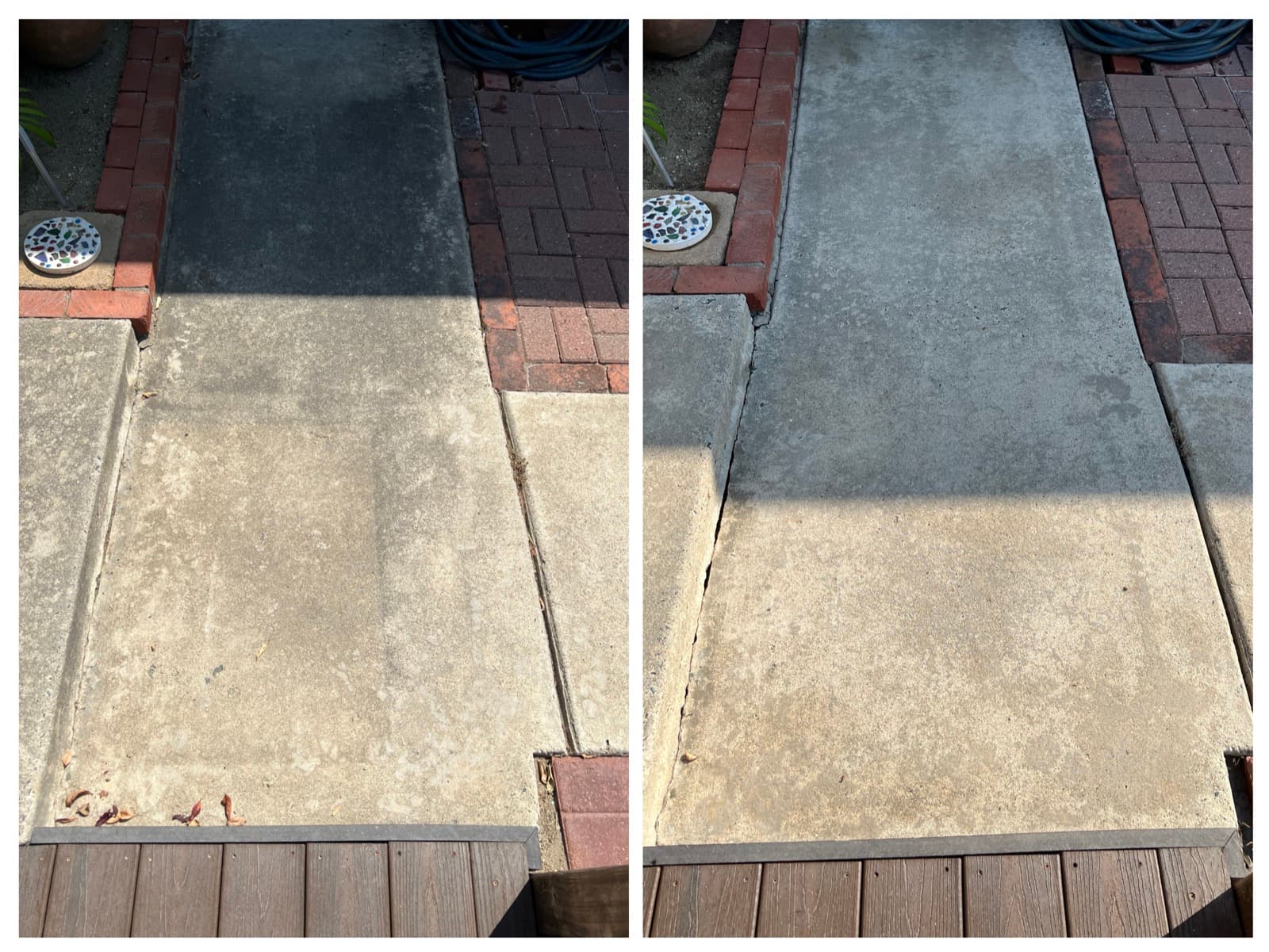 Backyard walkway, slurry and grime — before and after