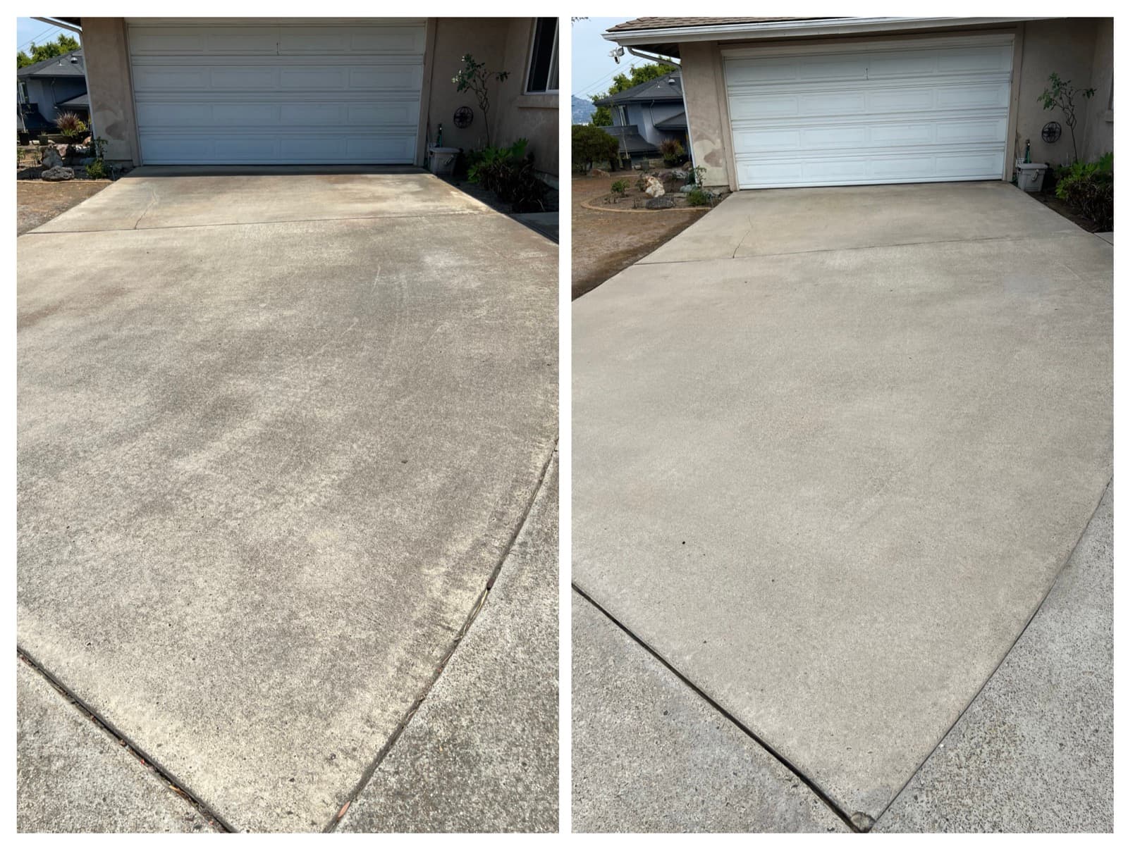 Two-car residential driveway — before and after