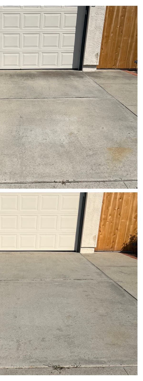 Clean residential driveway after pressure washing